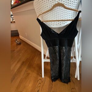 MOULINETTE SOEURS black lace and silk chiffon sleeveless cocktail dress